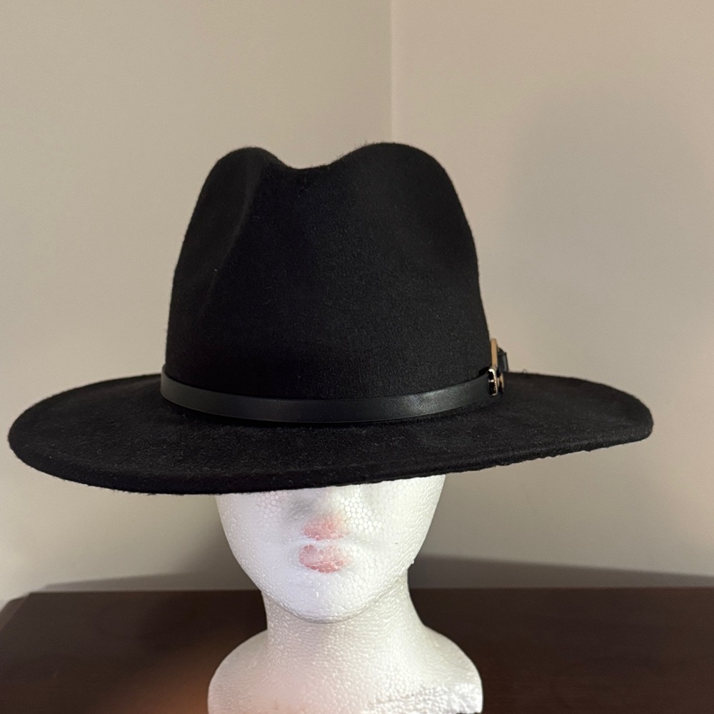 Fedora Hat Black with Black Band - Adjustable - Women Unisex Men